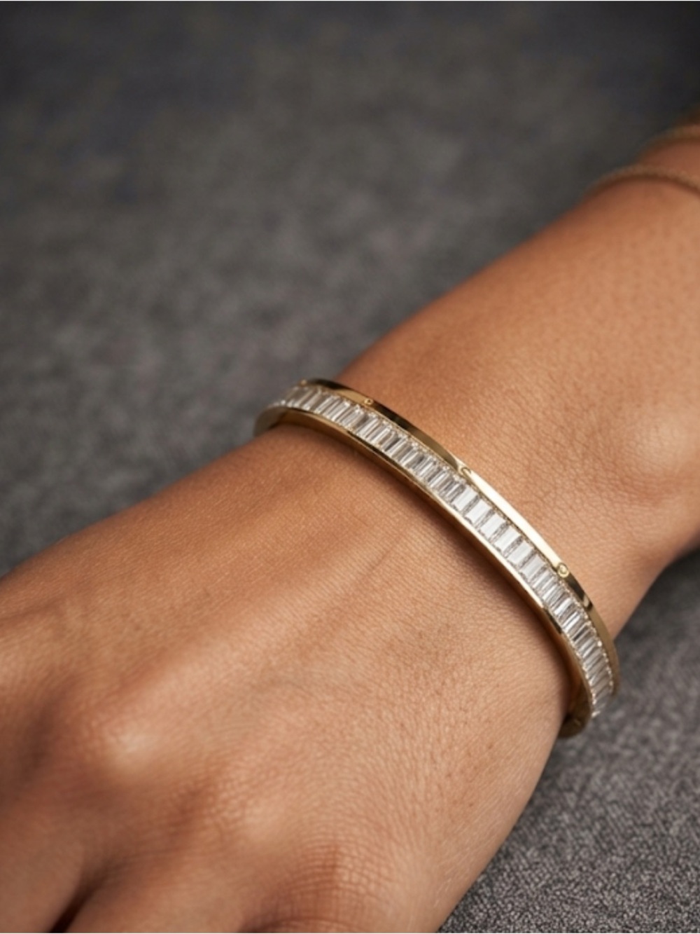 Gold Crystal Baguette Tennis Bracelet - Women Jewelry